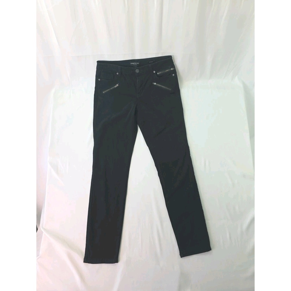 Kenneth Cole Women Skinny Pants Size 6 Stretch Denim Retro Velvet Texture Zipper